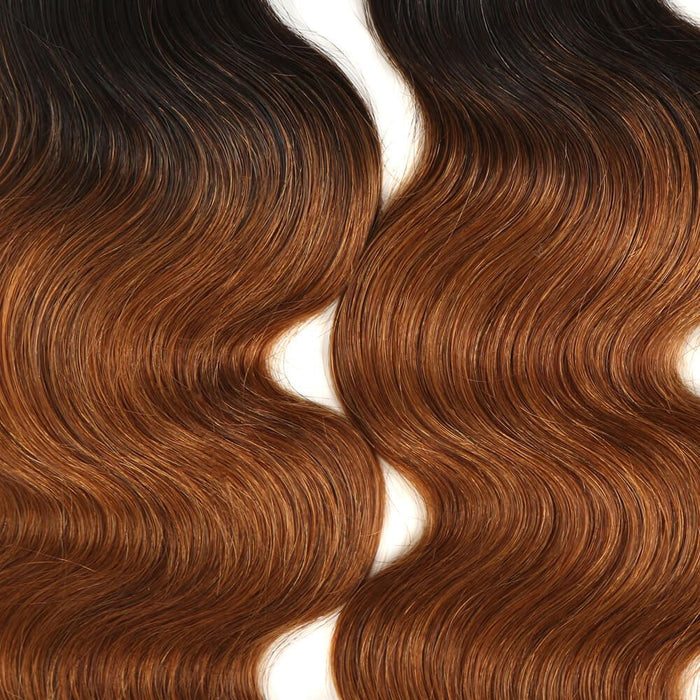 machine weft body wave t1b/30 brown ombred human hair bundles 3pcs