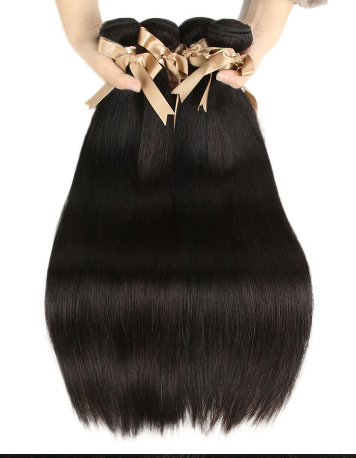 tangle free silky straight natural black human hair bundles 4pcs