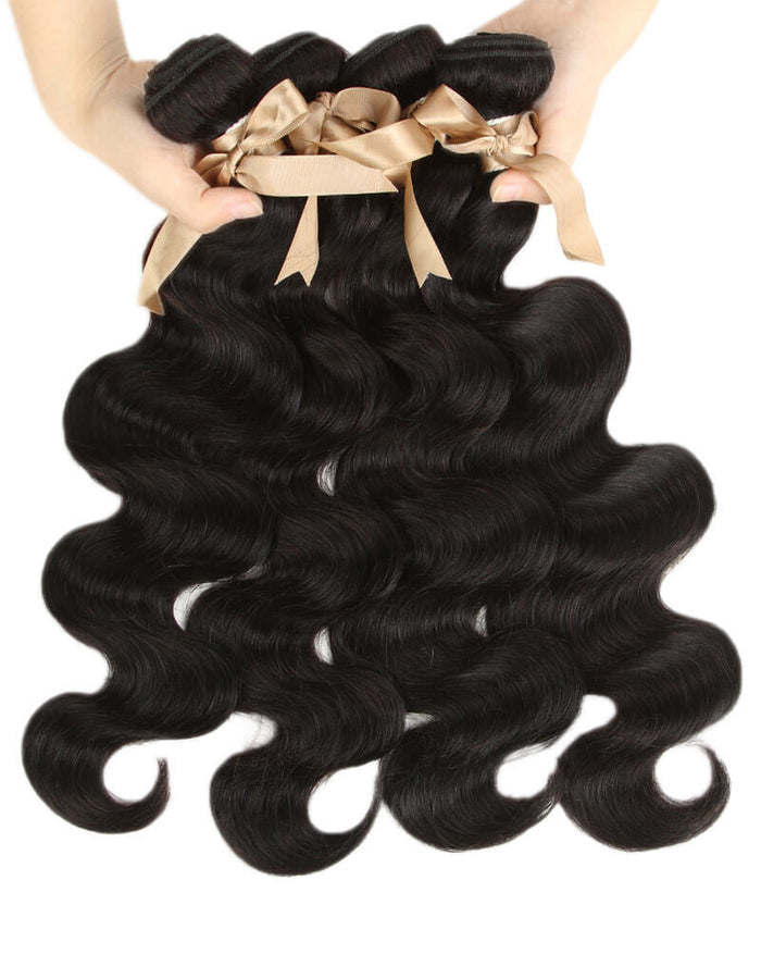 tangle free natural black body wave human hair bundles