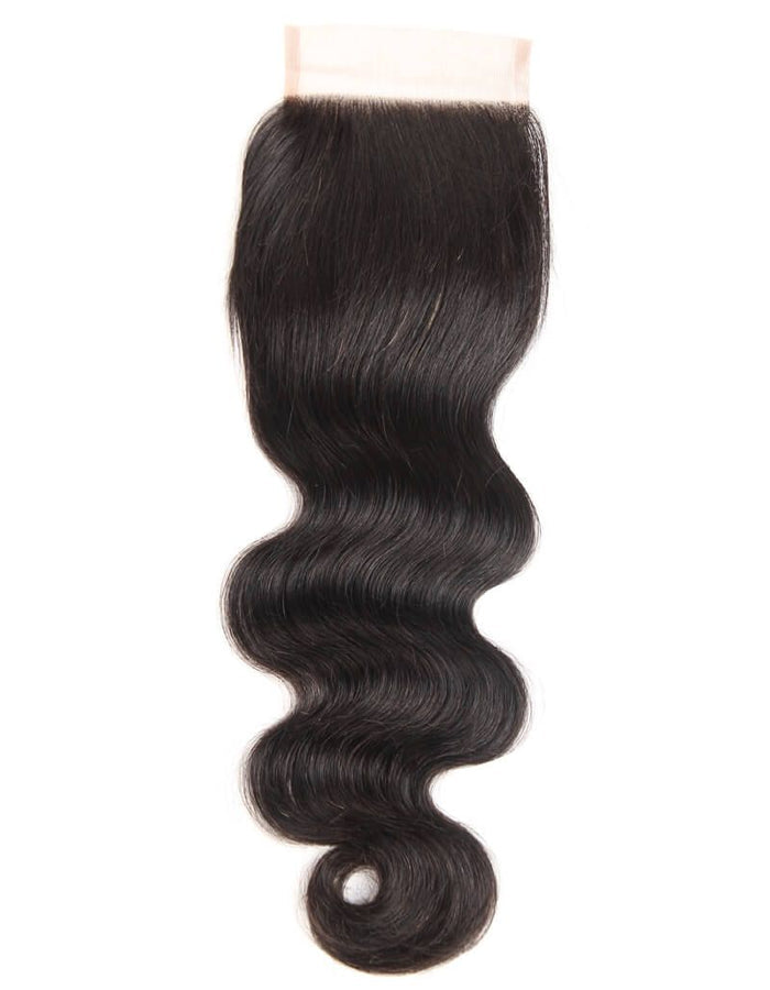 natural black body wave 4x4 closure virgin hair weave