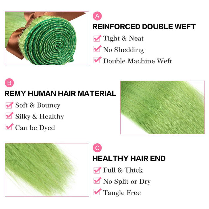 neon green straight virgin human hair bundles