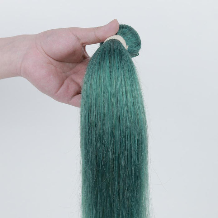teal green straight virgin human hair bundles