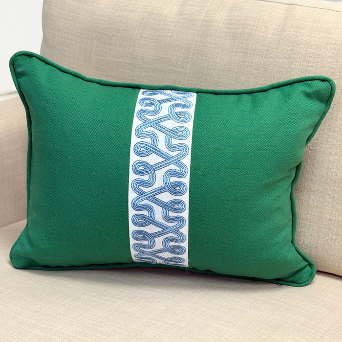 Ready to Ship :: Kelly Green with Tinker Tape Pillow Cover (1 available) for 18x22" insert