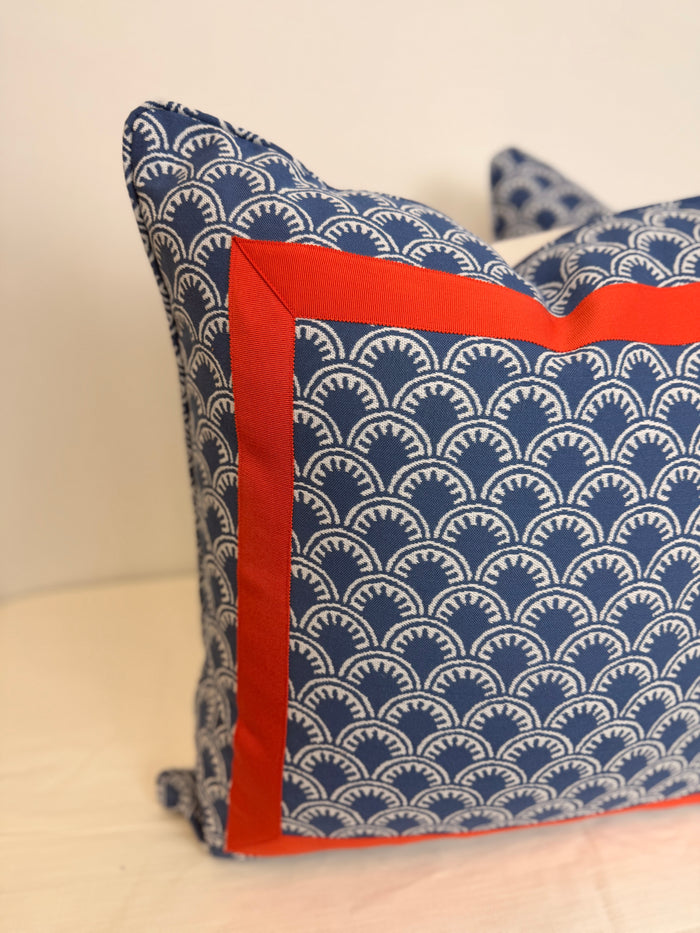 Ready to Ship :: Maisie by Thibaut with Red Mitered Box Pillow Covers (PAIR) for 24" inserts