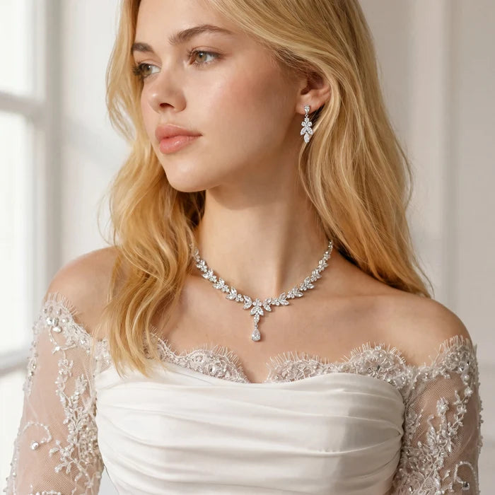 Wedding Jewelry - Cubic Zirconia Bridal 3-Piece Jewelry Set - Available in Silver, Yellow Gold and Rose Gold