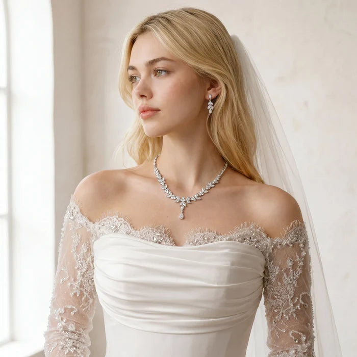 Wedding Jewelry - Cubic Zirconia Bridal 3-Piece Jewelry Set - Available in Silver, Yellow Gold and Rose Gold