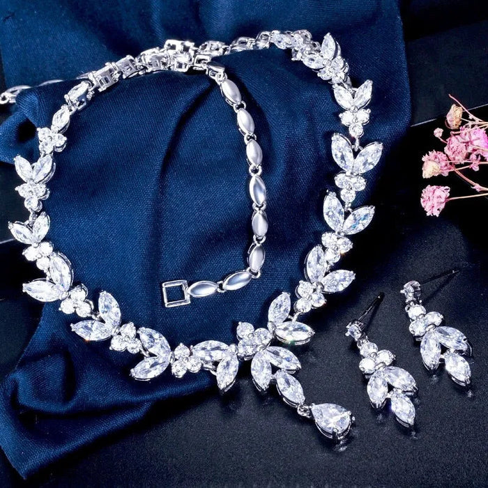 Wedding Jewelry - Cubic Zirconia Bridal 3-Piece Jewelry Set - Available in Silver, Yellow Gold and Rose Gold