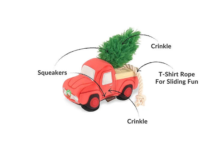 Red Truck with Tree Dog Toy