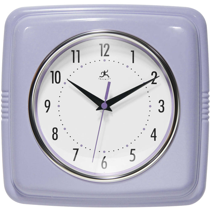 Retro Square Wall Clock in Lilac