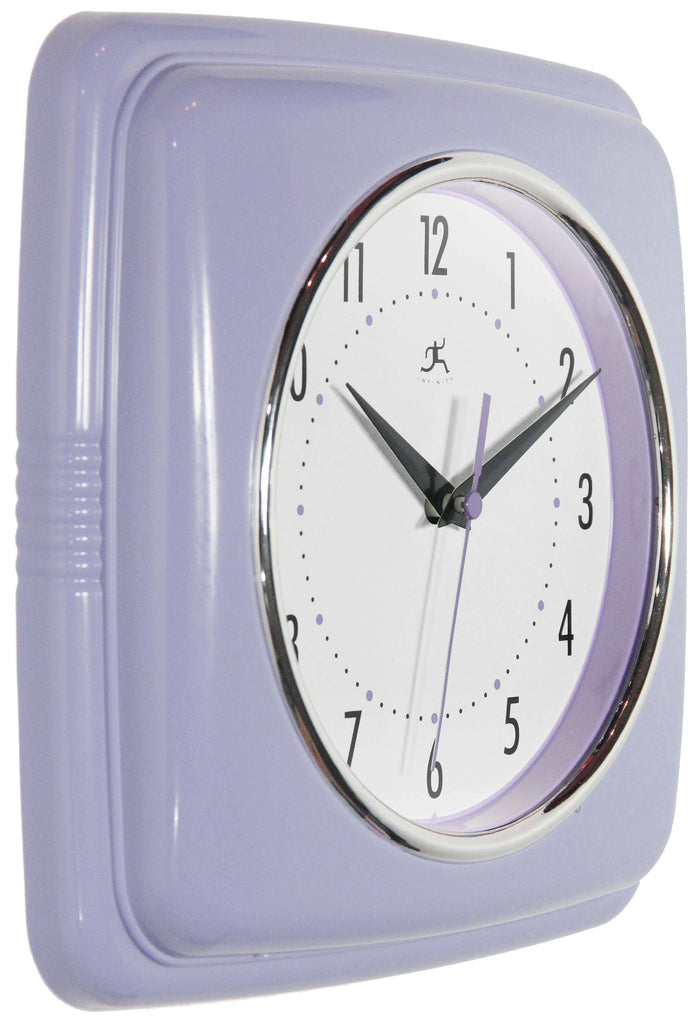 Retro Square Wall Clock in Lilac