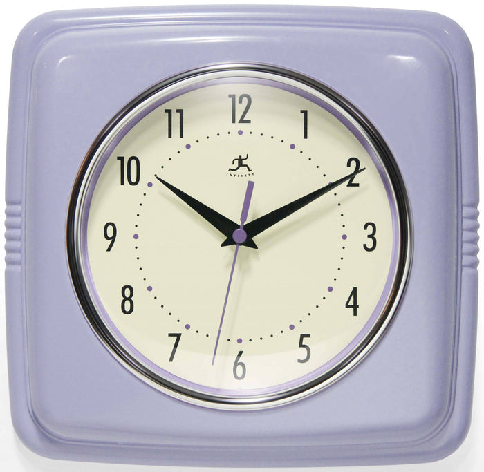 Retro Square Wall Clock in Lilac