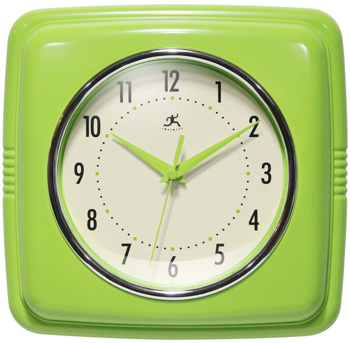 Retro Square Wall Clock in Lime Green