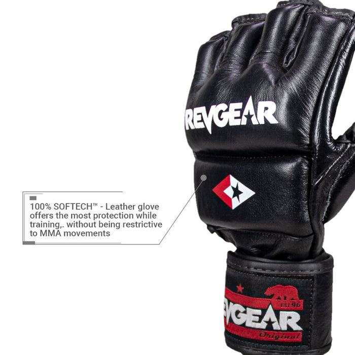 REVGEAR PRO SERIES LEATHER GEL MMA GLOVES