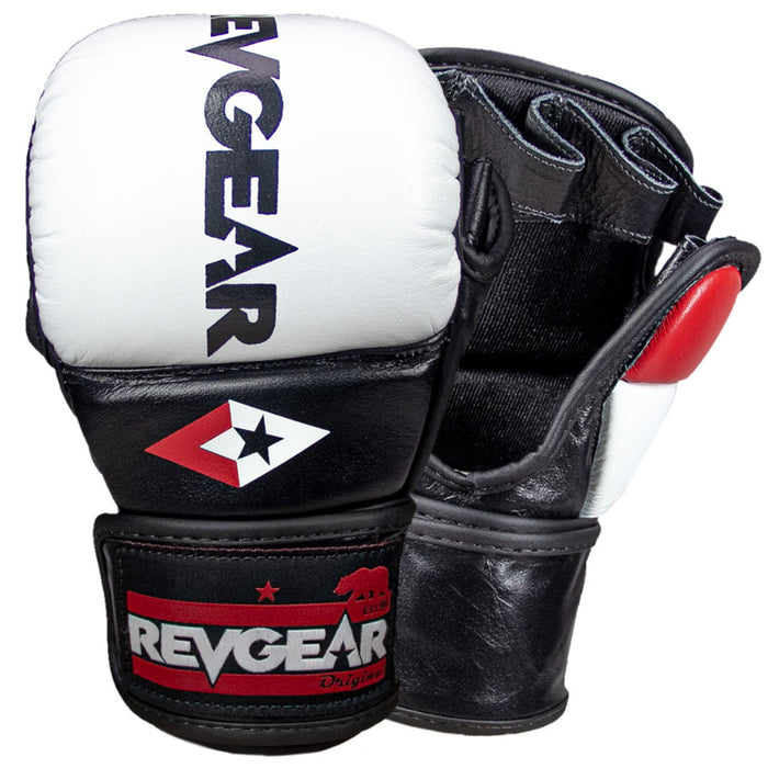 REVGEAR PRO SERIES MS1 LEATHER MMA TRAINING -SPARRING GLOVE WHITE