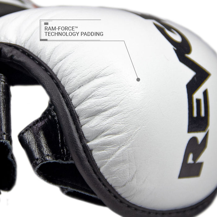 REVGEAR PRO SERIES MS1 LEATHER MMA TRAINING -SPARRING GLOVE WHITE