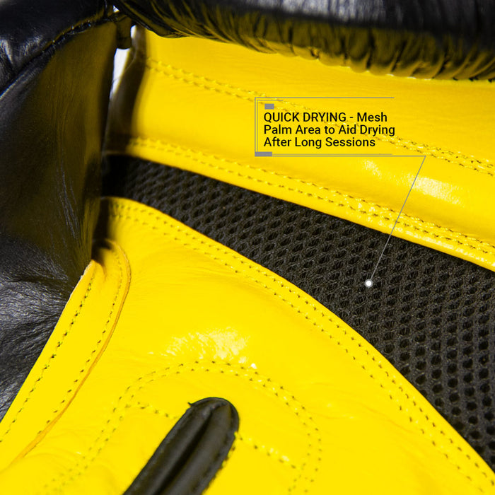 REVGEAR S5 ALL ROUNDER LEATHER BOXING GLOVES BLACK-YELLOW