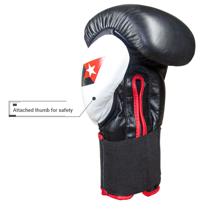 REVGEAR SENTINEL S3 PRO LEATHER GEL PADDED SPARRING BOXING GLOVES - WHITE/BLACK
