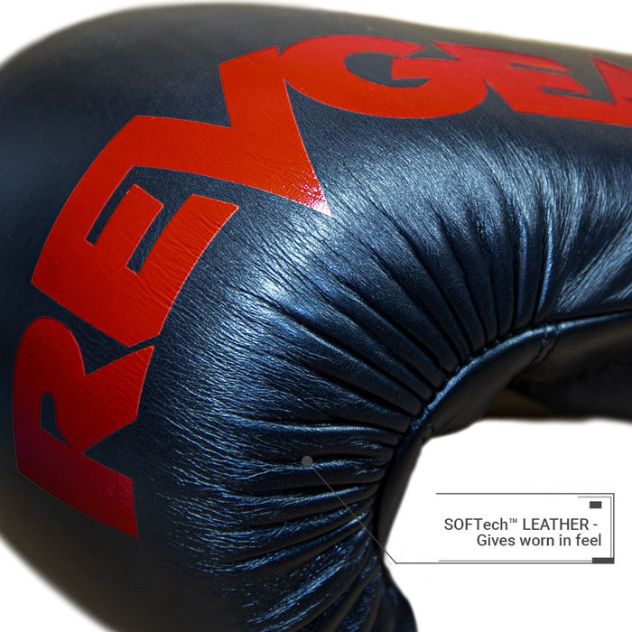 REVGEAR SENTINEL S3 PRO LEATHER GEL PADDED SPARRING BOXING GLOVES - WHITE/BLACK