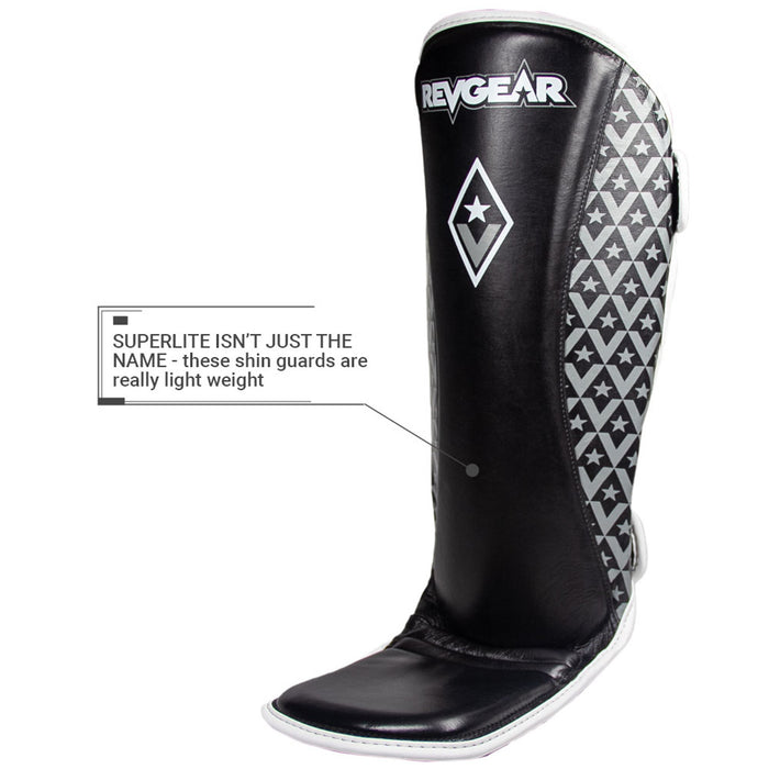REVGEAR SUPERLIGHT LEATHER SHINGUARDS BLACK