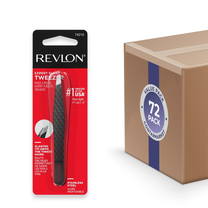Revlon Stainless Steel Slant Tip Tweezers - 72 Pack
