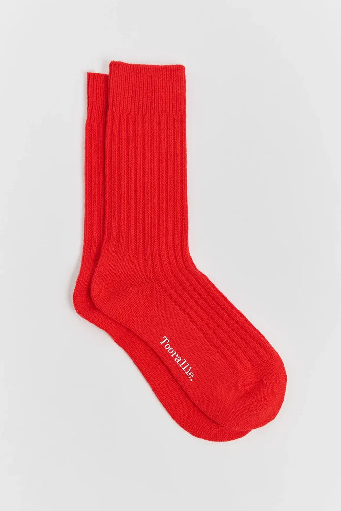 Ribbed Merino Socks in Poppy by Toorallie