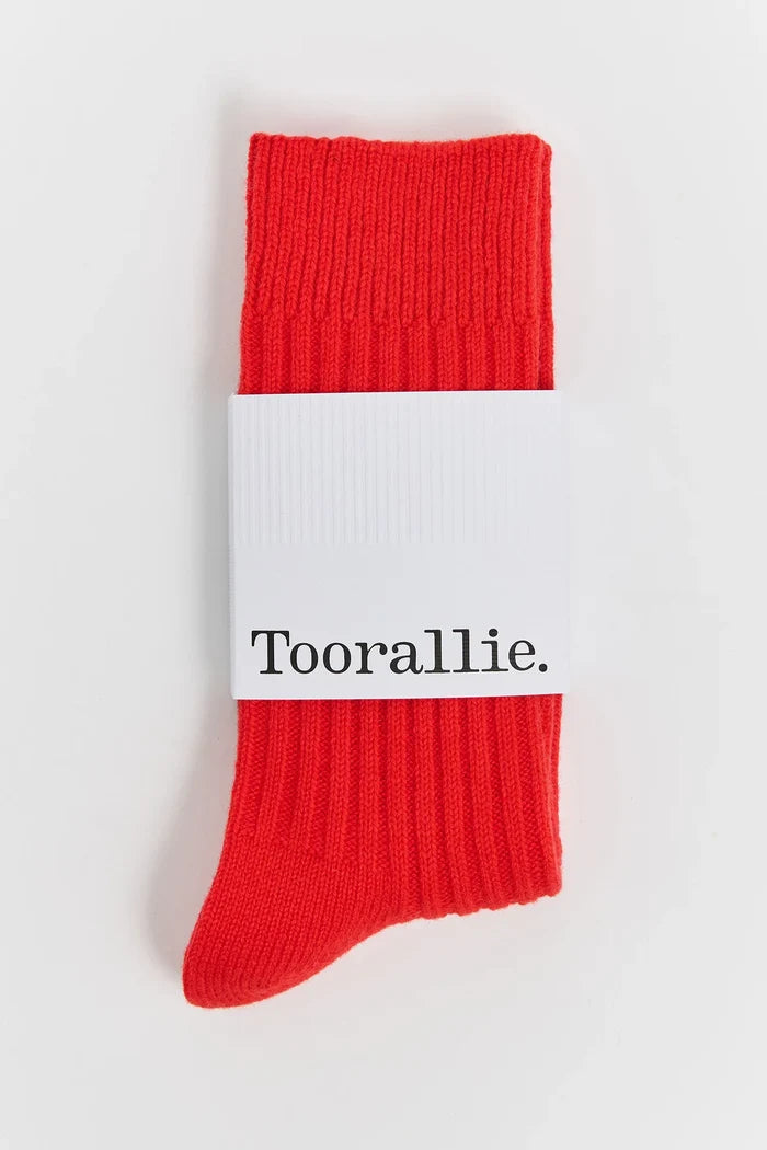Ribbed Merino Socks in Poppy by Toorallie