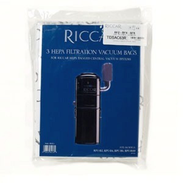 Riccar Central Vacuum HEPA Media Vacuum Bags 3pk for RPU-BF100 and RCU-H11 Part RCB-HD3