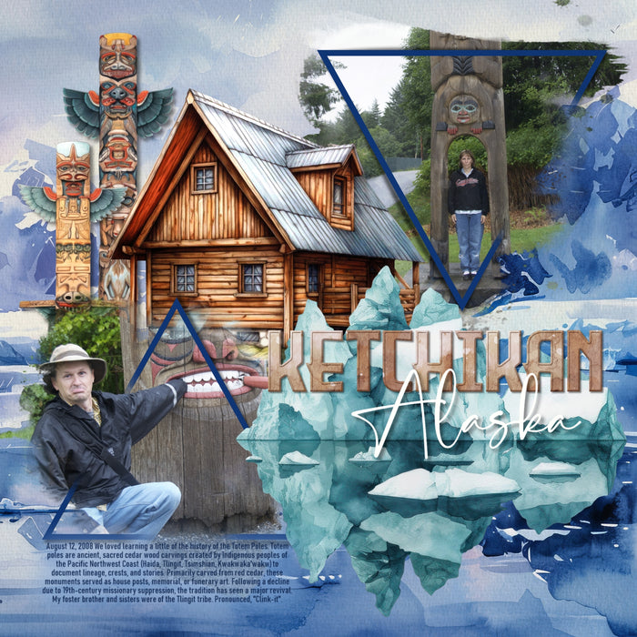 Adventure and explore Alaska with this beautiful watercolor bundle containing embellishments, scenic papers, easy-to-use clusters, overlays, and rock alpha set by Lucky Girl Creative digital art. Great for outdoors, nature, camping, vacations to Alaska, and holidays to Canada. Embellishments include badger, bear, beaver, clams, deer, reindeer, stag, elk, dog sled, Husky dog, dolphin, eagle, fish, bass, salmon, trout, fox, hawk, moose, mountain goat, musk ox, polar bear, sea otter, walrus, Beluga, whale.
