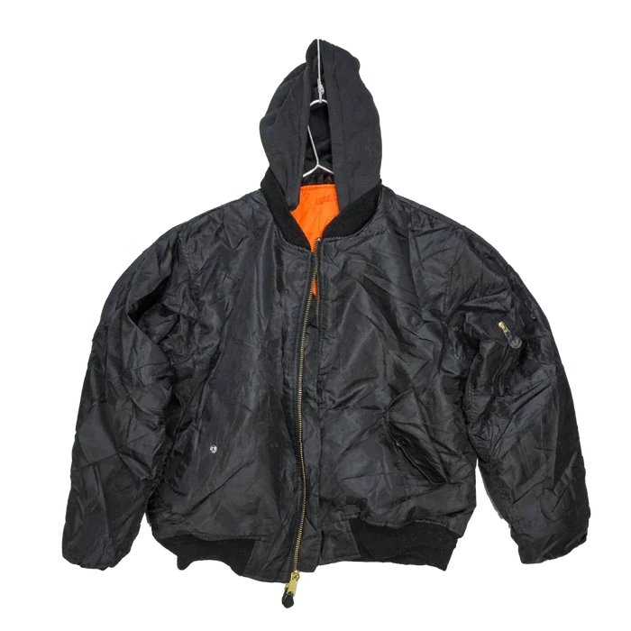Rothco Black MA-1 Flight Jacket with Hood - Large - Rothco - Flight Jackets