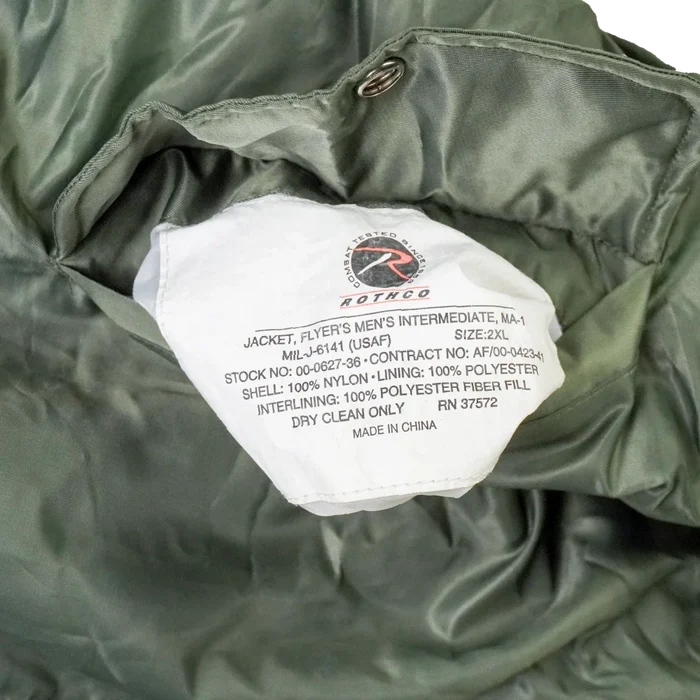 Rothco Olive MA-1 Flight Jacket - 2XLarge - Rothco - Flight Jackets