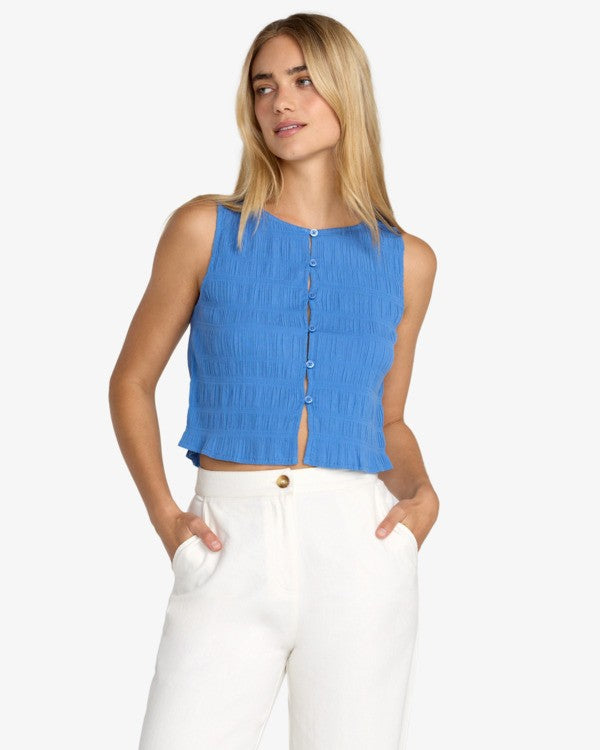 RVCA Scrunch Top - Blue Relic