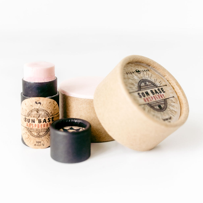 Scentcerae - Sun Base Raspberry Zinc Face Solid Lotion Bar + Lip Balm