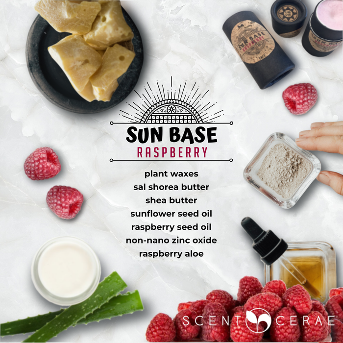 Scentcerae - Sun Base Raspberry Zinc Face Solid Lotion Bar + Lip Balm