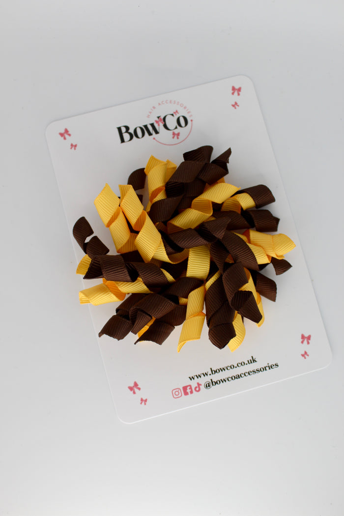 School Bow Brown and Yellow Gold - Corker Bow - Clip