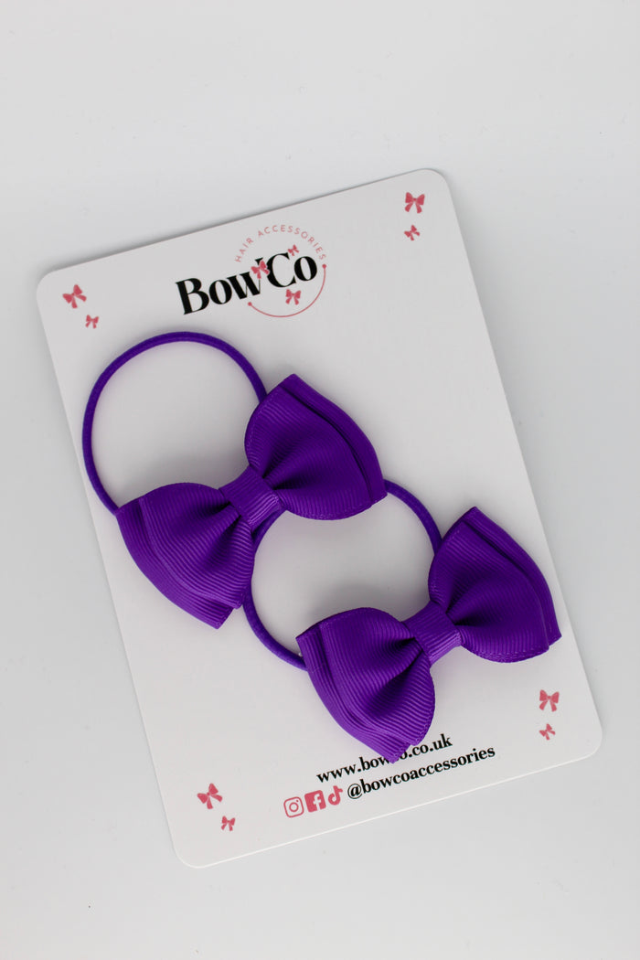 School Bows Purple - Double Ribbon Bow Set - Elastic