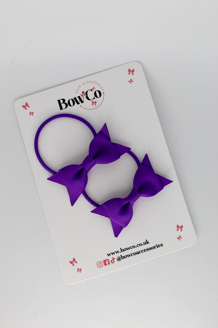 School Bows Purple - Layer Tail Bow Set - Elastic