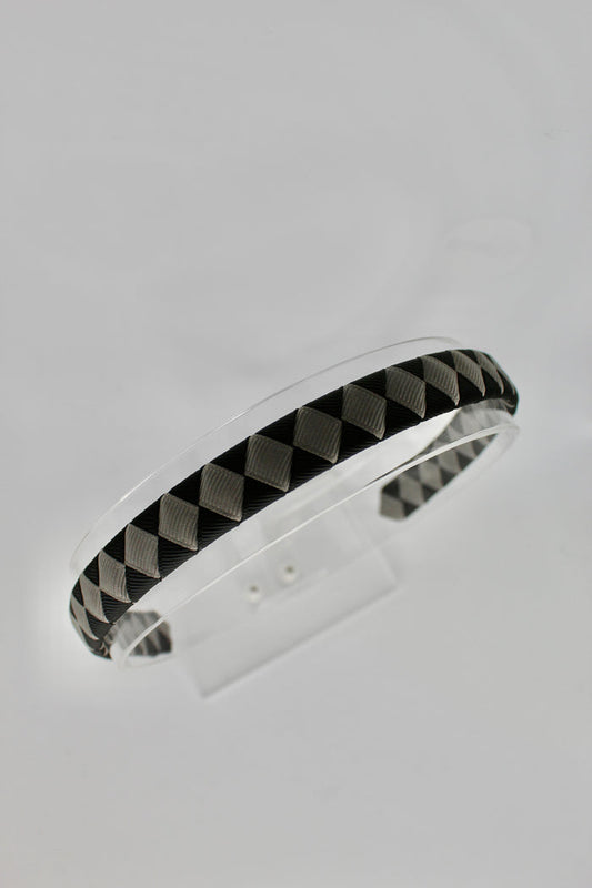 School Hair Accessories - Pleated Black and Metal Grey Hair Band