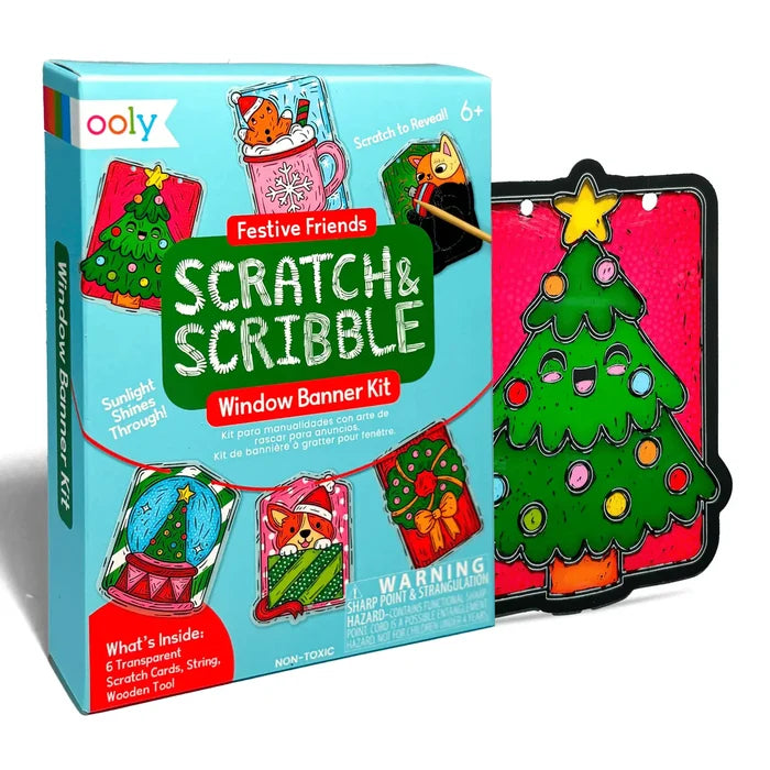 Scratch & Scribble Mini Window Banner Kit - Festive Friends