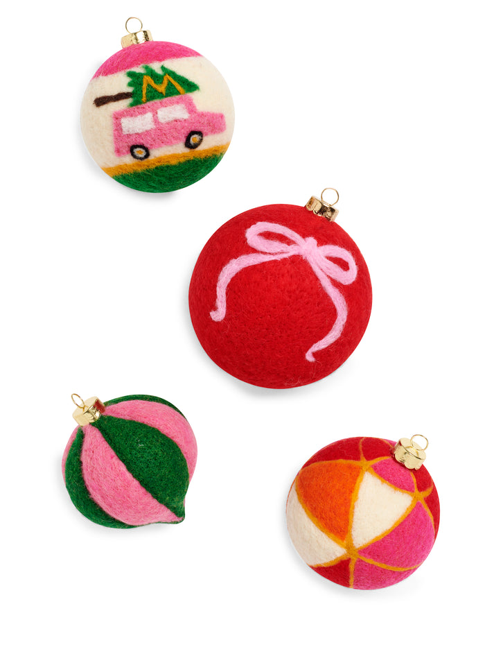 Shiraleah Festive Bow Assorted Set of 4 Ornaments, Multi
