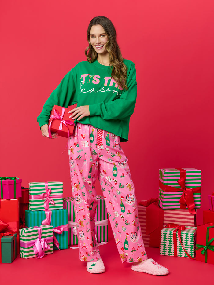 Shiraleah "Tis The Season" Lounge Sweatshirt GREEN / EXTRA SMALL