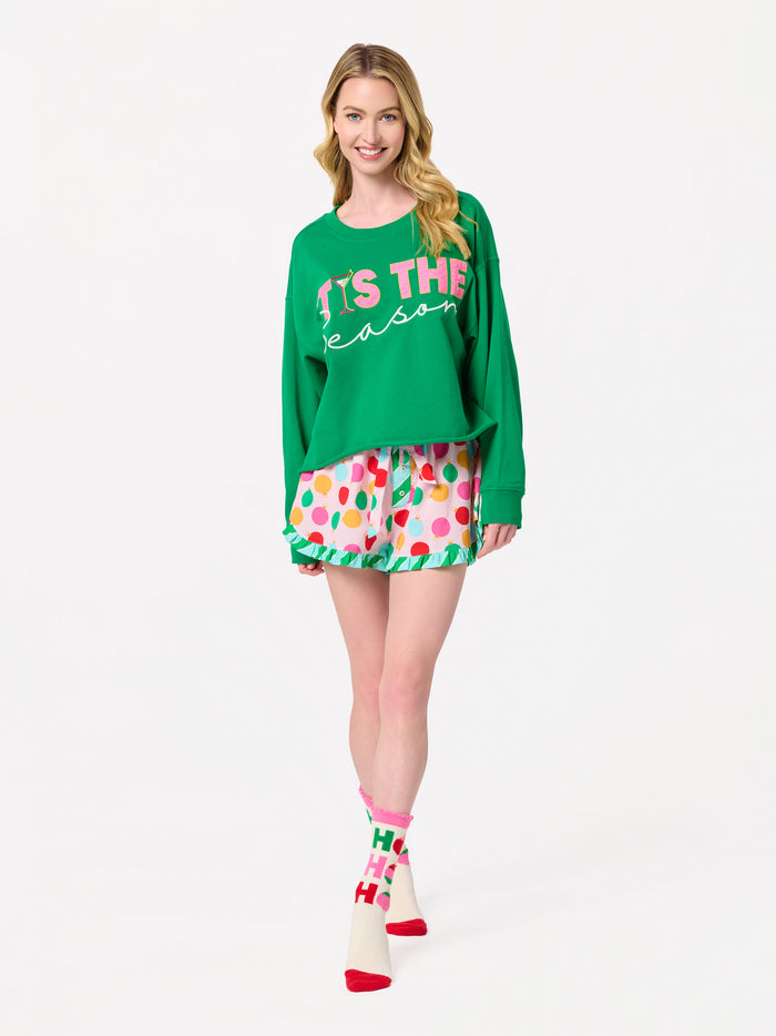 Shiraleah "Tis The Season" Lounge Sweatshirt GREEN / EXTRA SMALL