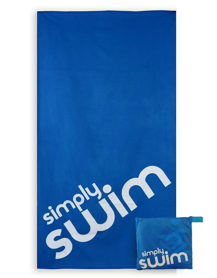 Royal blue Simply Swim large microfibre towel with branding
