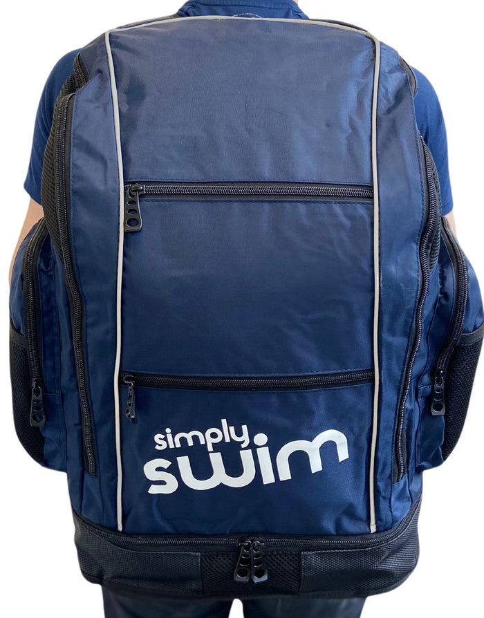 Navy Simply Swim backpack with padded adjustable straps