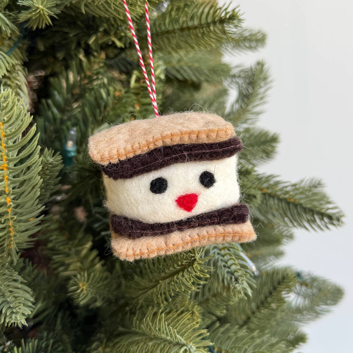 Smiling S'more Felt Wool Ornament