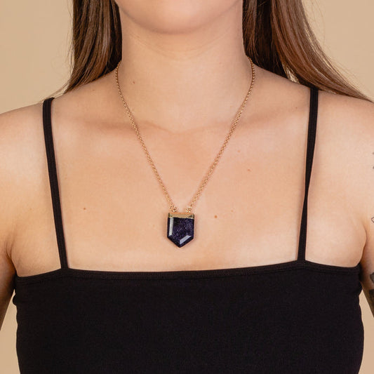 SPEAR - Dainty Pendant Necklace - Navy Blue