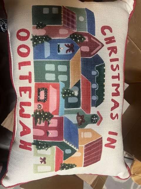 Stacked Hometown Ooltewah Christmas Pillow