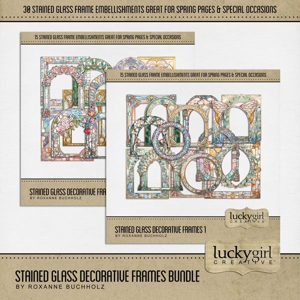 Stained Glass Decorative Frames 2 Digital Scrapbook Kit