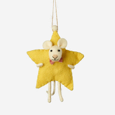 Star & Tree Mouse Wool Ornament (2 Styles)