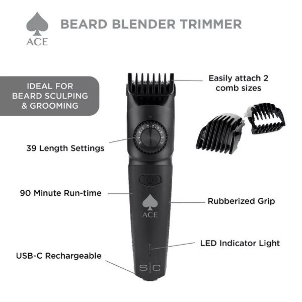Stylecraft Ace Beard Blender with Universal USB-C # SC413B - Palms Fashion Inc.
