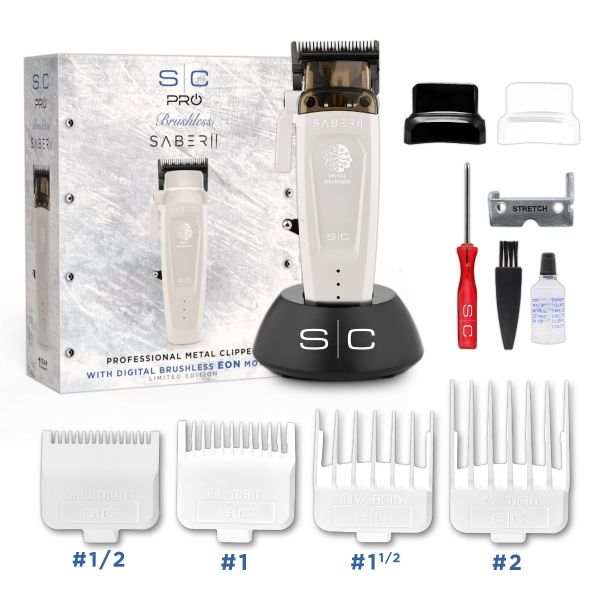 StyleCraft Saber 2 Clipper - Professional Cordless Clipper - White - Palms Fashion Inc.